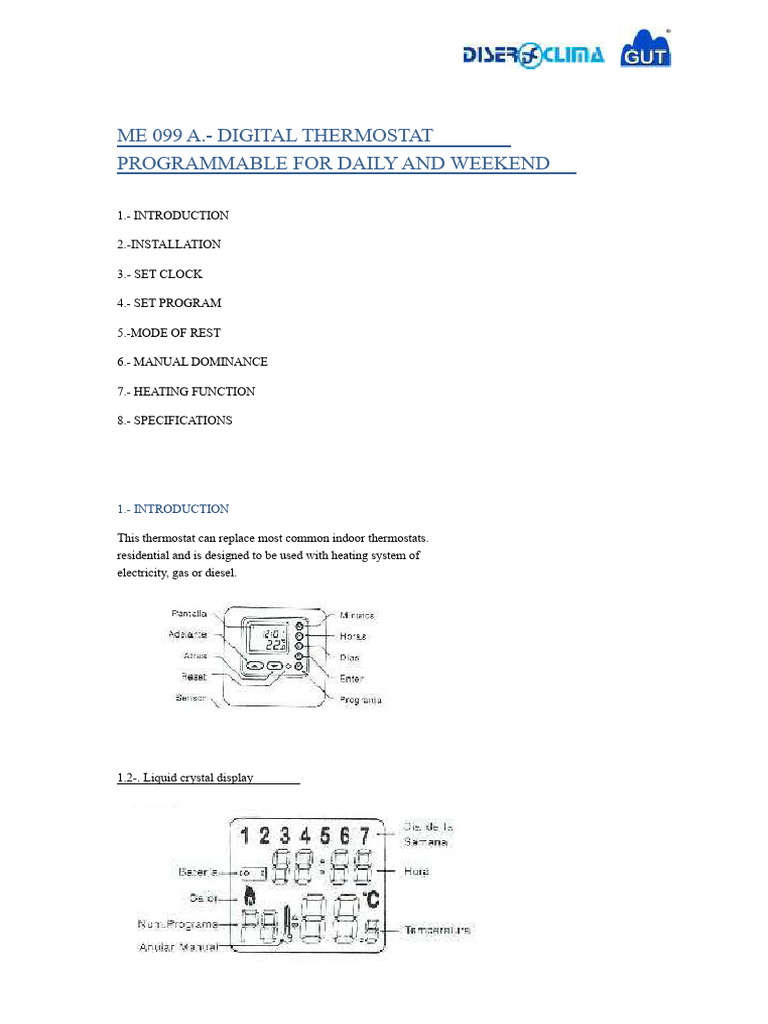 Computherm 099A Thermostat Manual | PDF | Thermostat | Electrical Connector