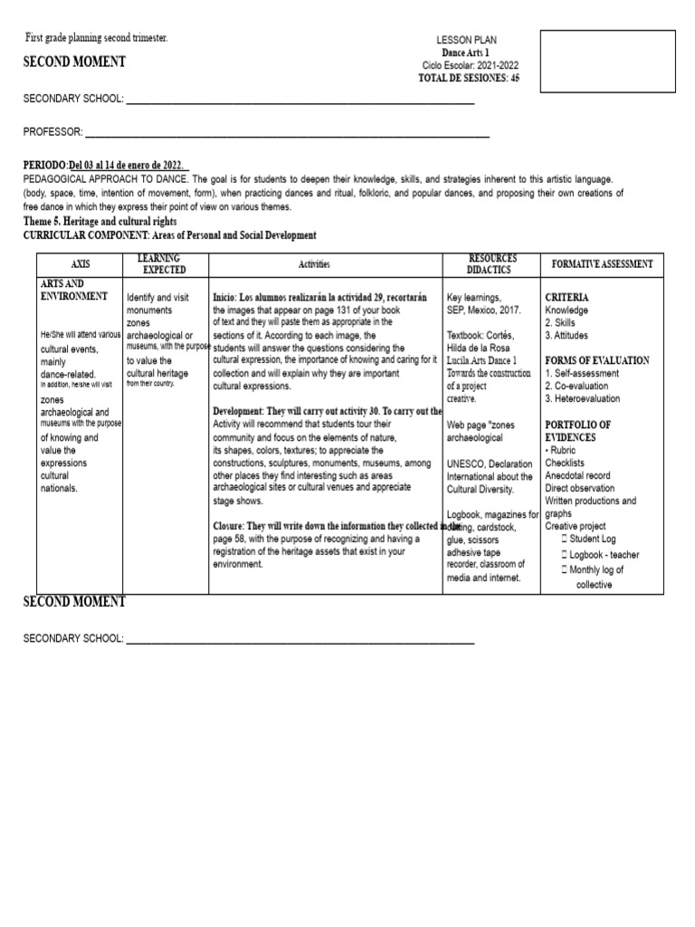 Dance Planning Second Trimester Secondary School | PDF | Dances | Pedagogy