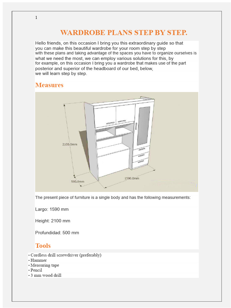DIY Wardrobe Assembly Guide | PDF | Drill | Manufactured Goods