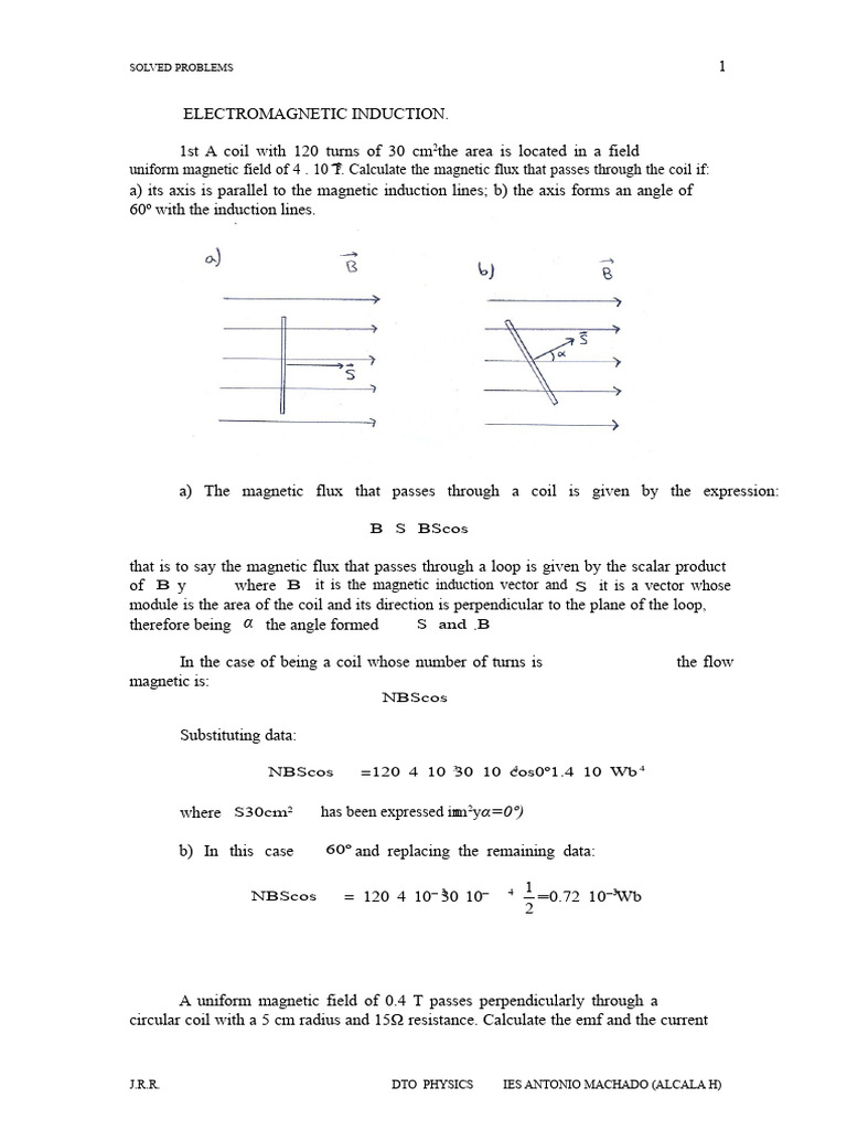 Electromagnetic Induction Problems Solved | PDF | Electromagnetic ...