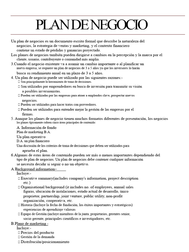 Guía Completa para un Plan de Negocio | PDF | Plan de negocios | Marketing