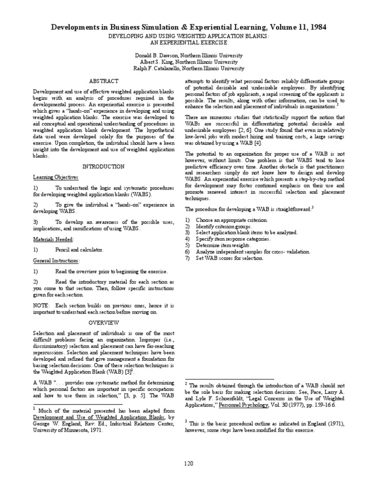 Developing Weighted Application Blanks | PDF | Finance & Money Management