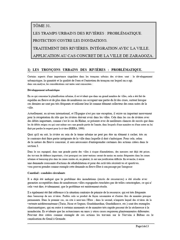 Gestion des rivières urbaines à Zaragoza | PDF | Inondation ...