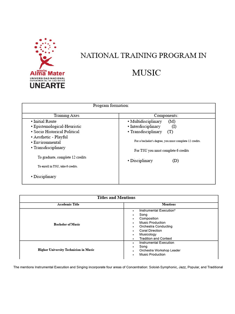 National Music Training Program Overview | PDF | Orchestras | Musicology