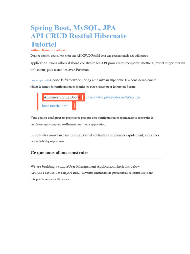 API CRUD Restful avec Spring Boot | PDF | Informatique | Génie logiciel