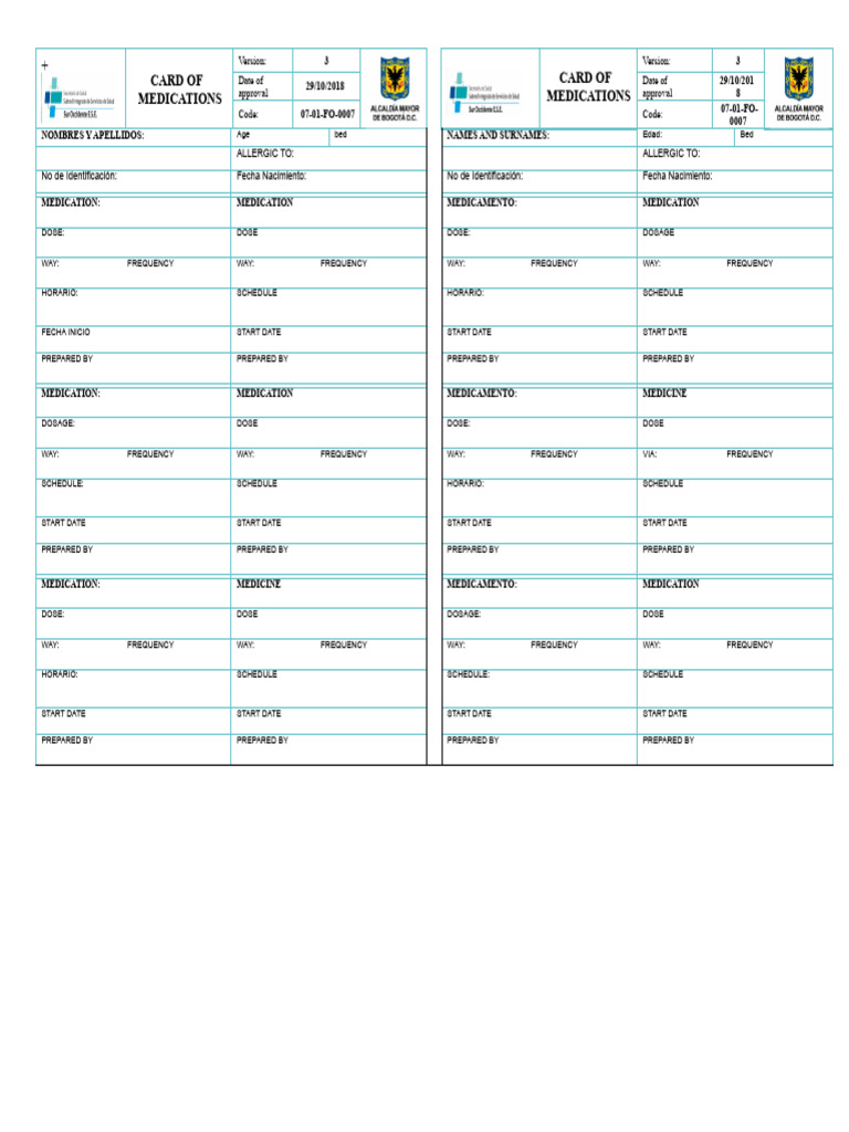 Medication Card | PDF | Dose (Biochemistry) | Chemistry