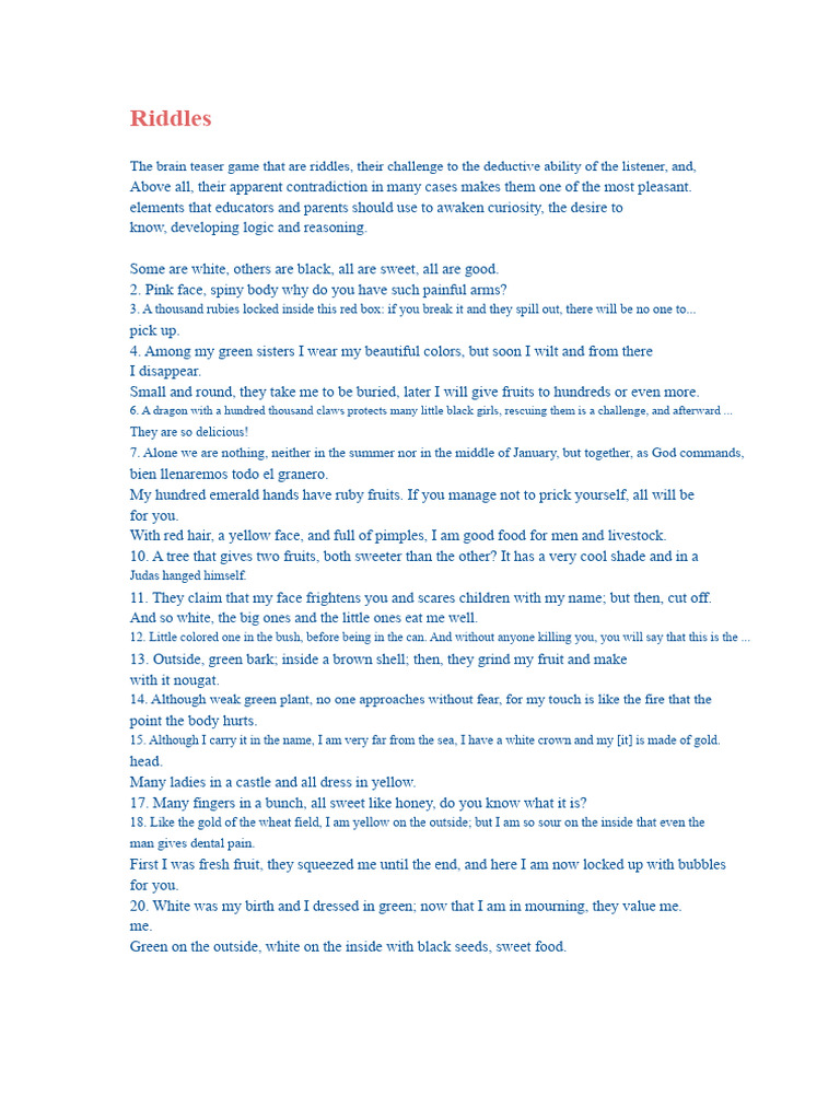 RIDDLES | PDF