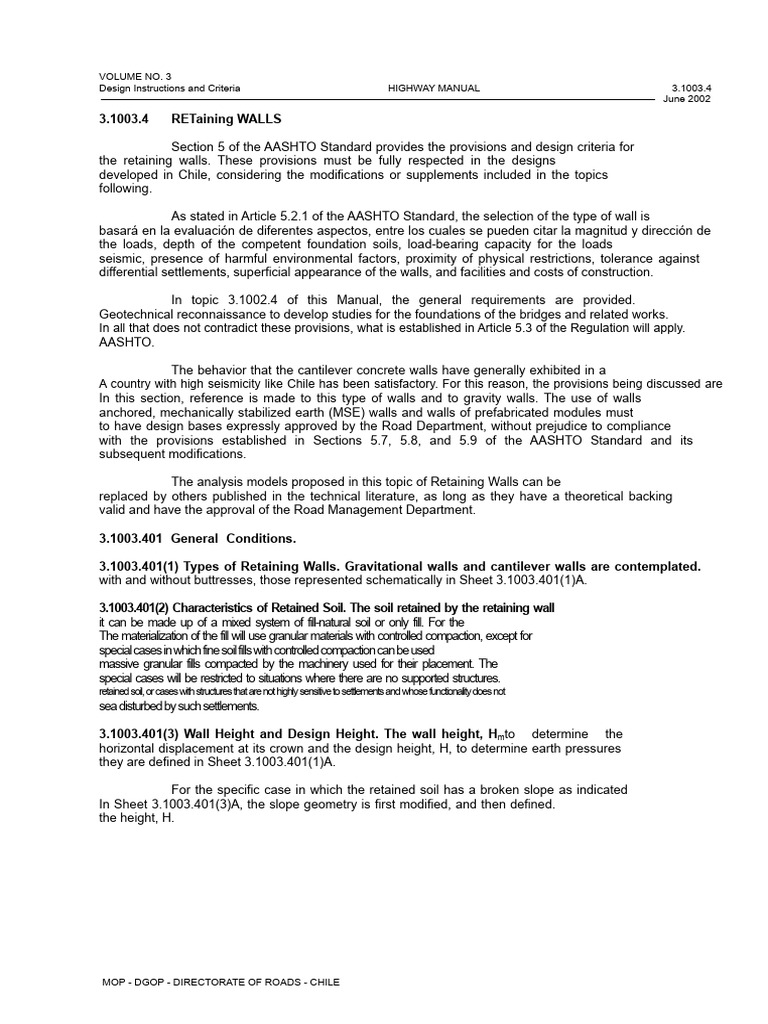 Retaining Walls Design Criteria Guide | PDF | Friction | Applied And ...