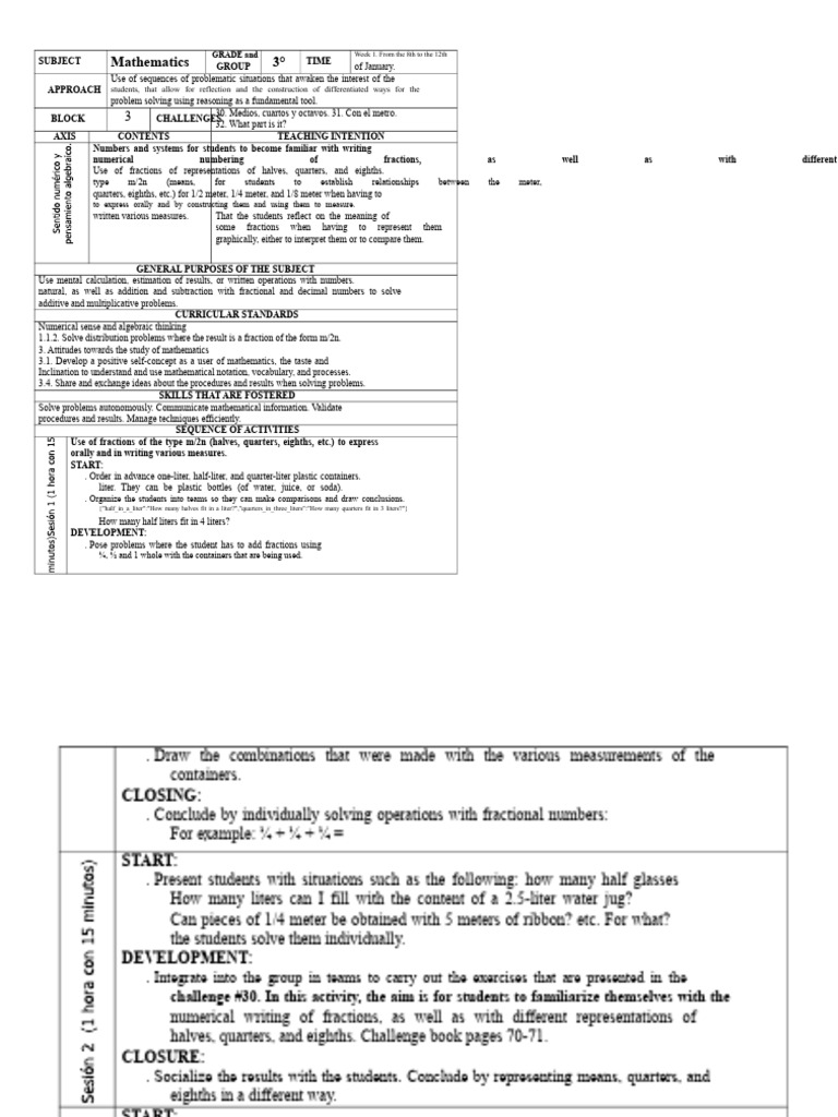 3rd Grade Plan - Block 3 Mathematics (2016-2017) | PDF | Mathematics ...