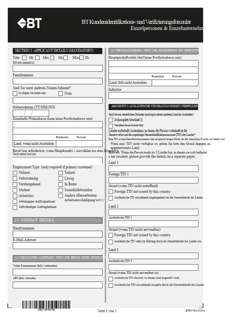 AML Formular Einzelpersonen | PDF