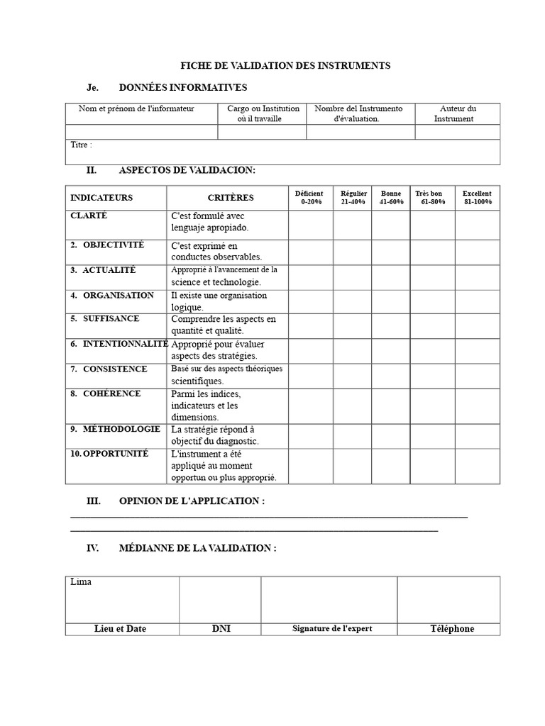 Validation des Instruments d'Évaluation | PDF | Statistiques | Science