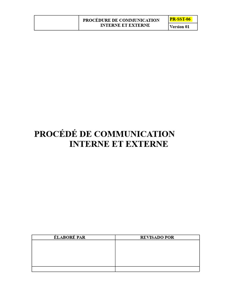 Procédure de Communication Interne et Externe | PDF | Sécurité ...