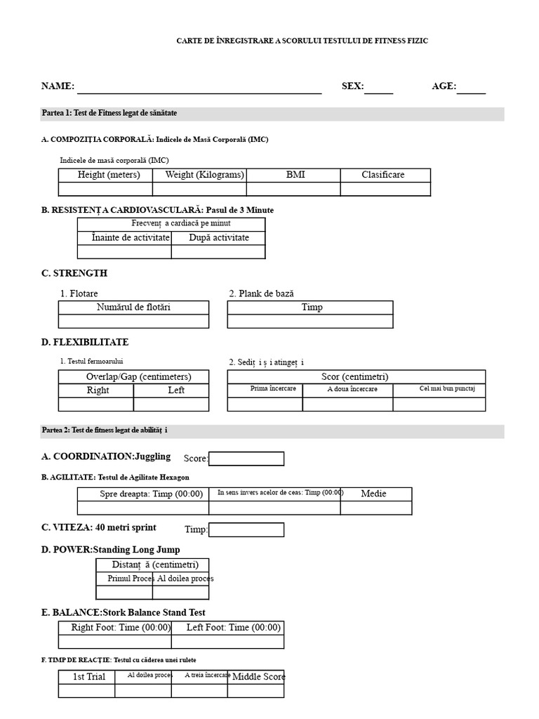 Card de Scor DepED PFT | PDF