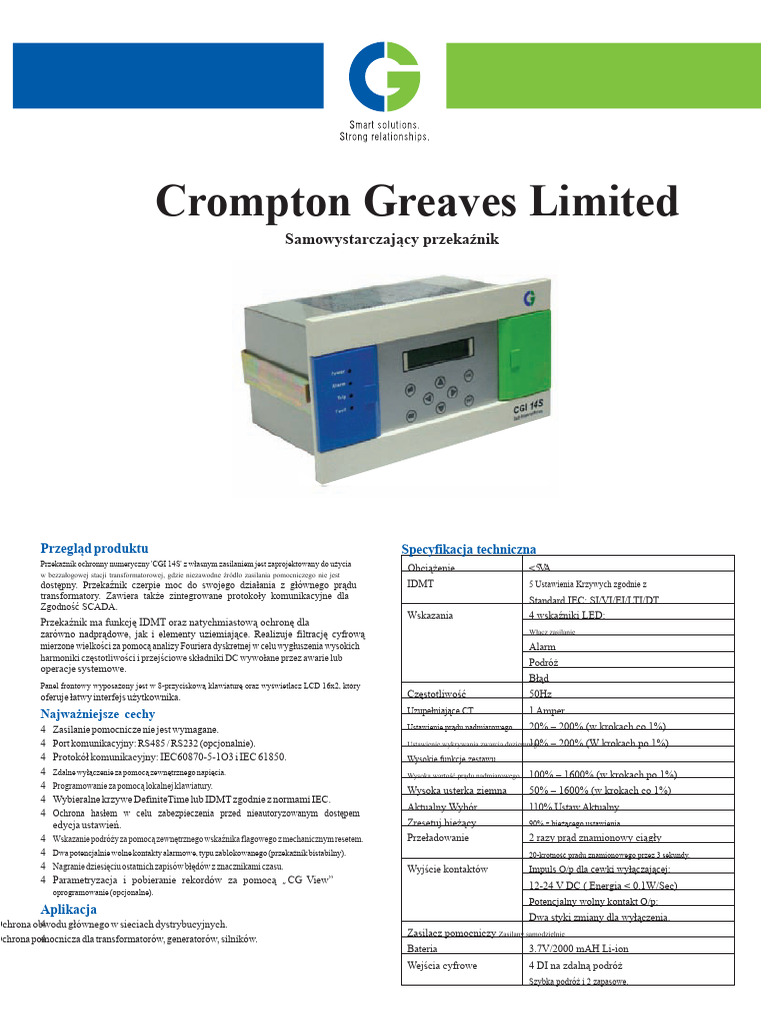 Przekaźnik Przeciążeniowy Crompton Greaves | PDF