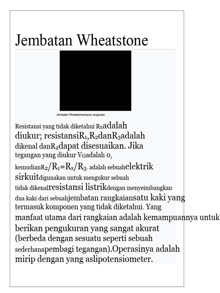 Pengukuran Resistansi dengan Jembatan Wheatstone | PDF