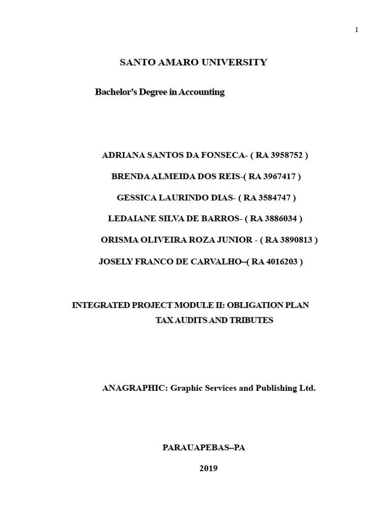 Integrating Project II - Tax and Fiscal Obligations Plan | PDF ...