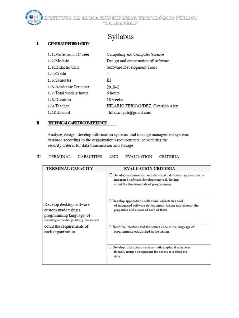 Software Development Tools 2 OOP - Syllabus | PDF | Databases ...