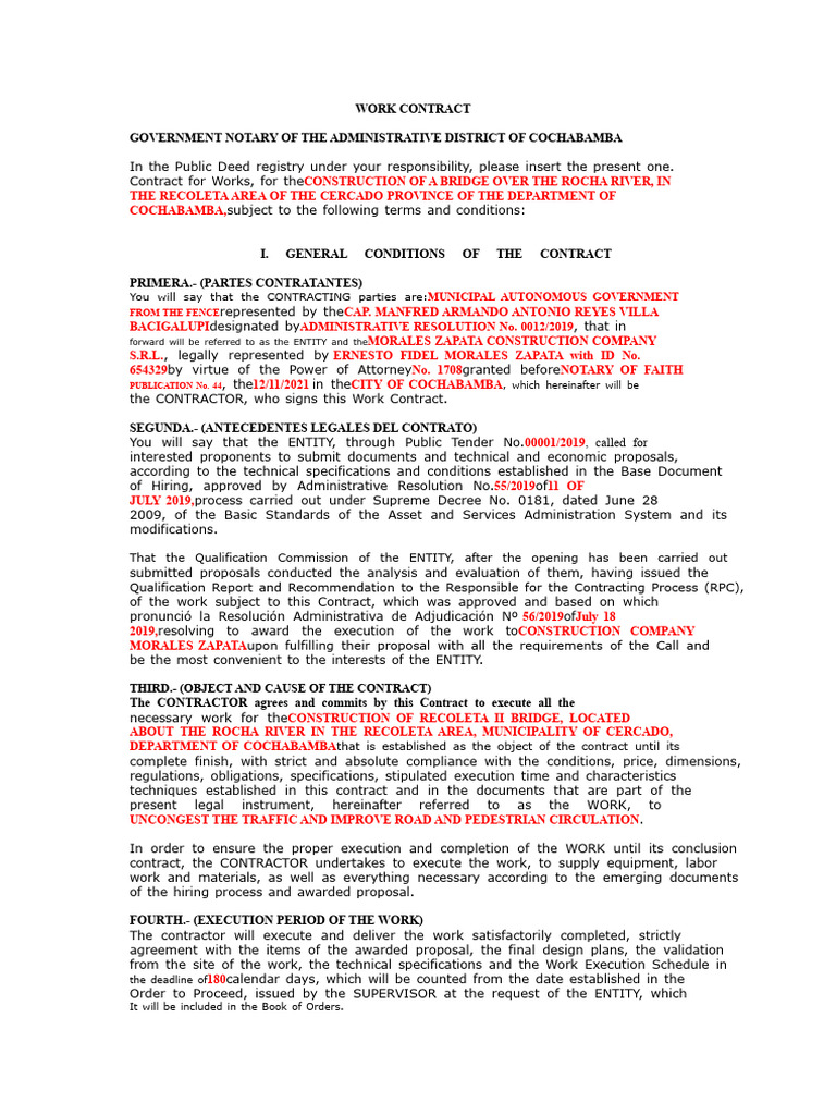 Contract For Work | PDF | Specification (Technical Standard)