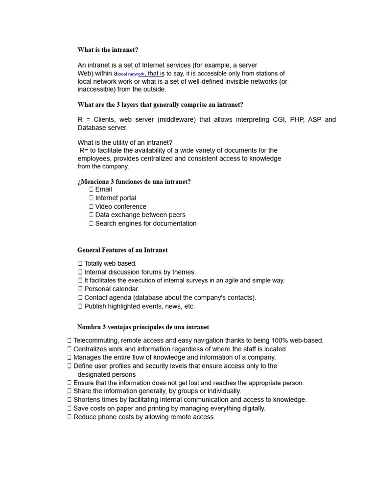 Intranet Questionnaire | PDF | World Wide Web | Internet & Web