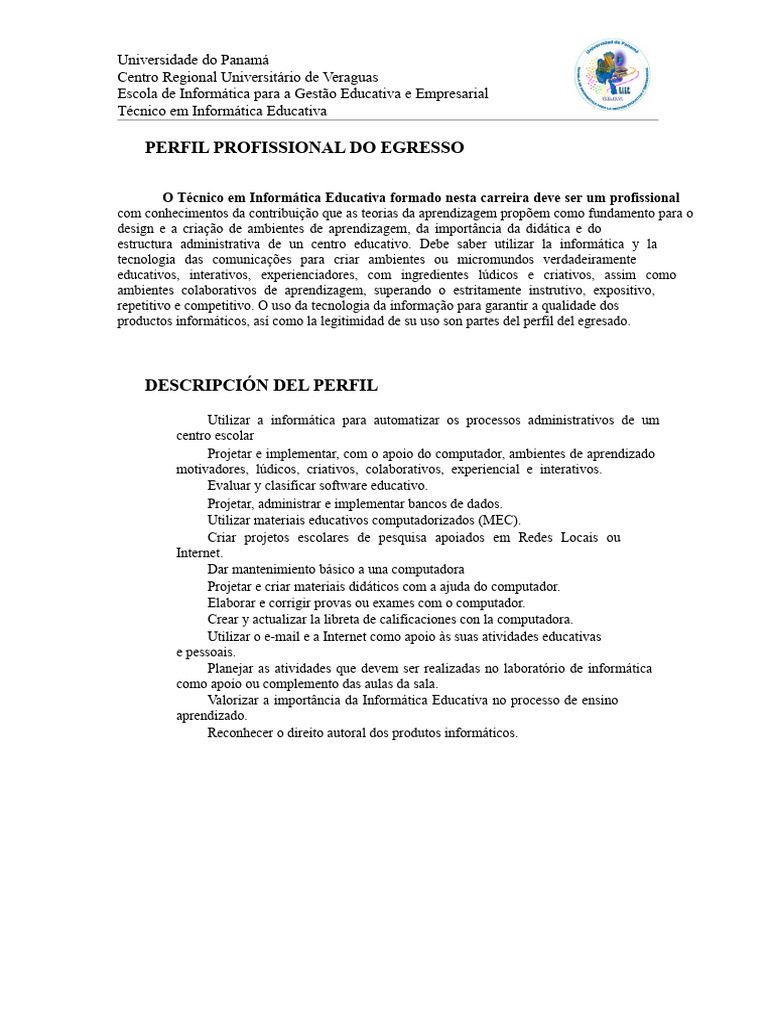Perfil do Técnico em Informática Educativa | PDF | Aprendizado ...