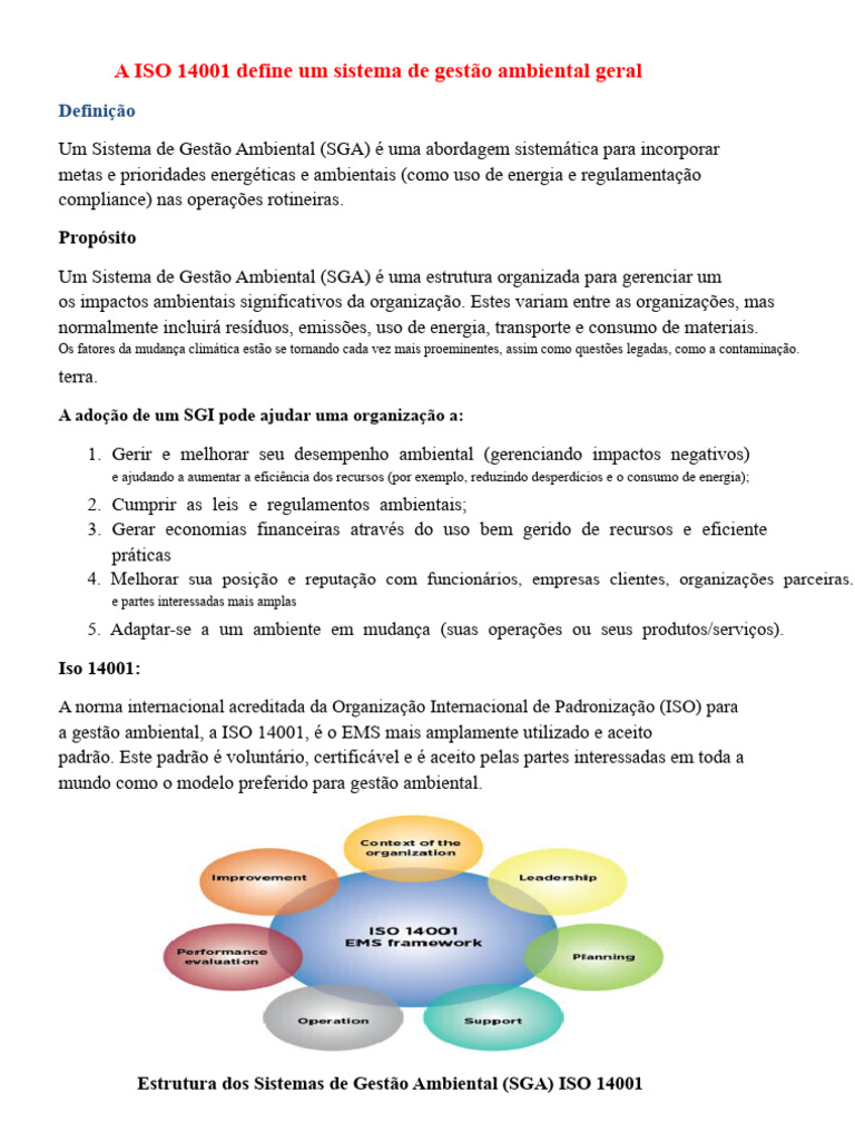 Sistema de Gestão Ambiental ISO 14001 | PDF | Gestão de recursos ...
