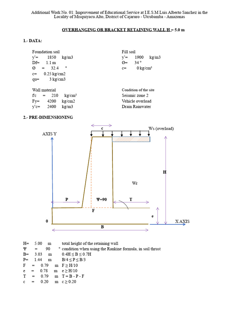 RETAINING WALL H 5.0 | PDF | Mechanical Engineering | Applied And ...