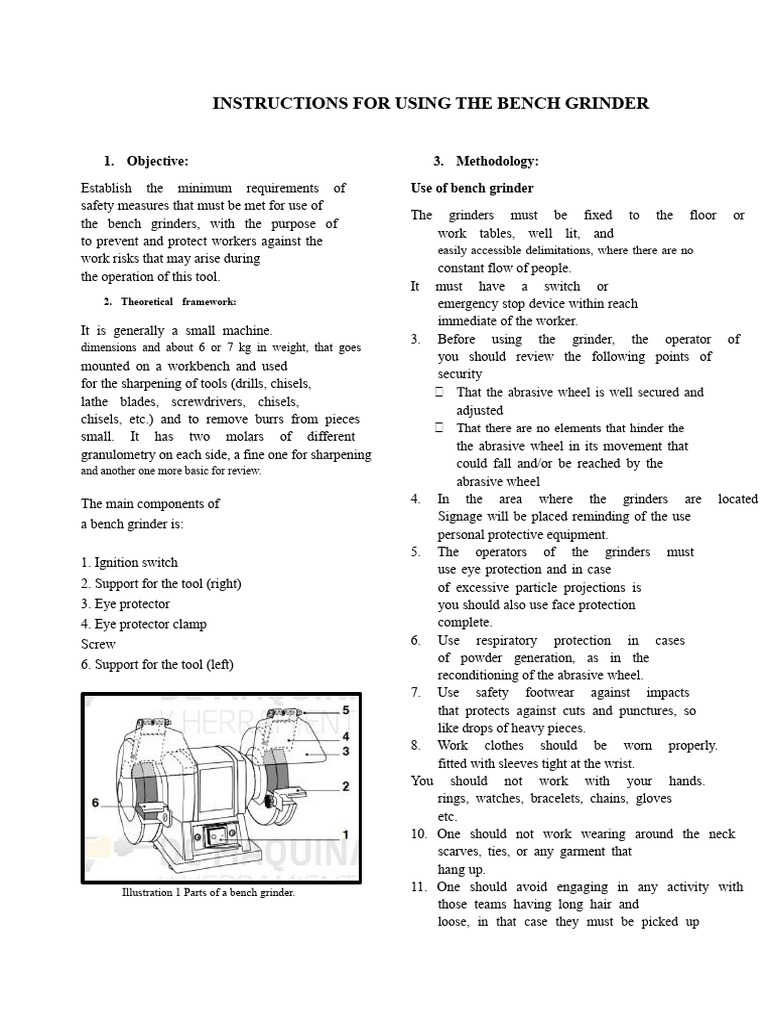 Bench Grinder Safety and Usage Guide | PDF | Welding | Construction