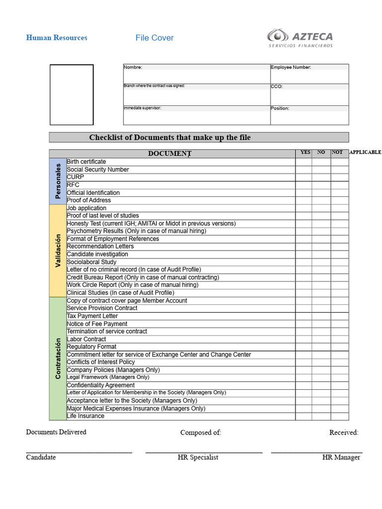 Employee File Documentation Checklist | PDF