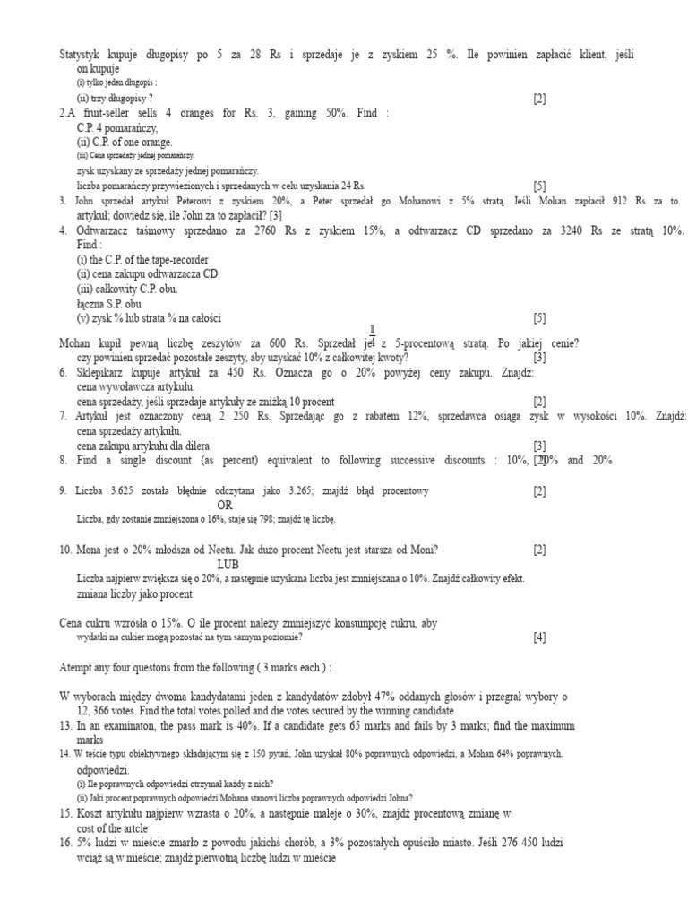 Test Matematyka PP PLD Icse Klasa VIII | PDF