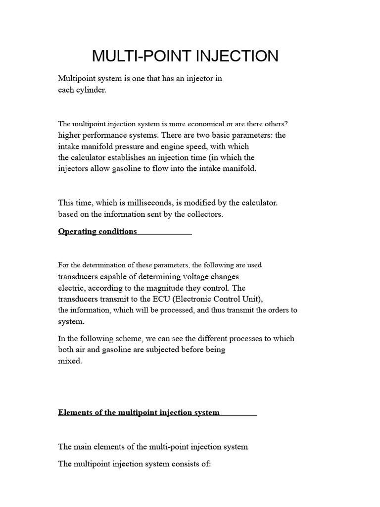 Understanding Multipoint Injection Systems | PDF | Fuel Injection ...