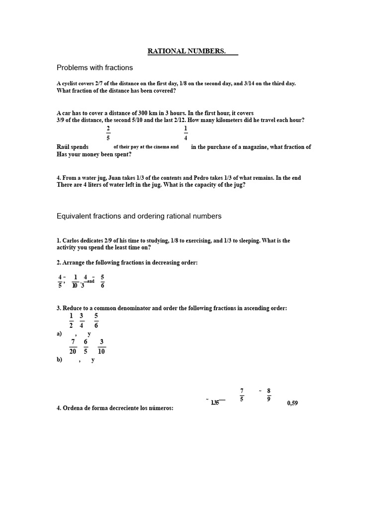 Problems With Rational Numbers | PDF | Discrete Mathematics | Numbers