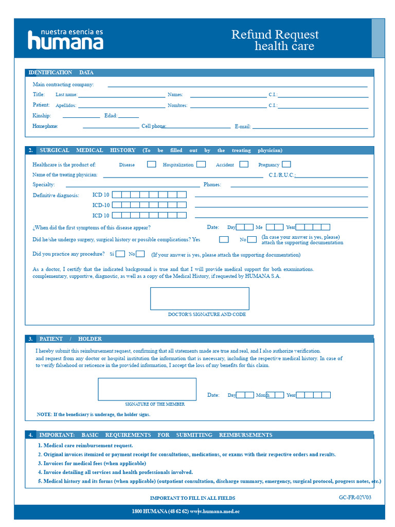Medical Reimbursement Request Form | PDF | Patient | Physician