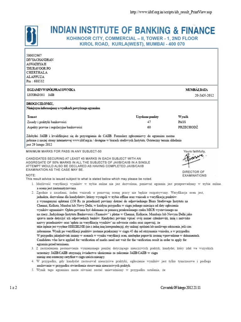Wynik IIBF | PDF