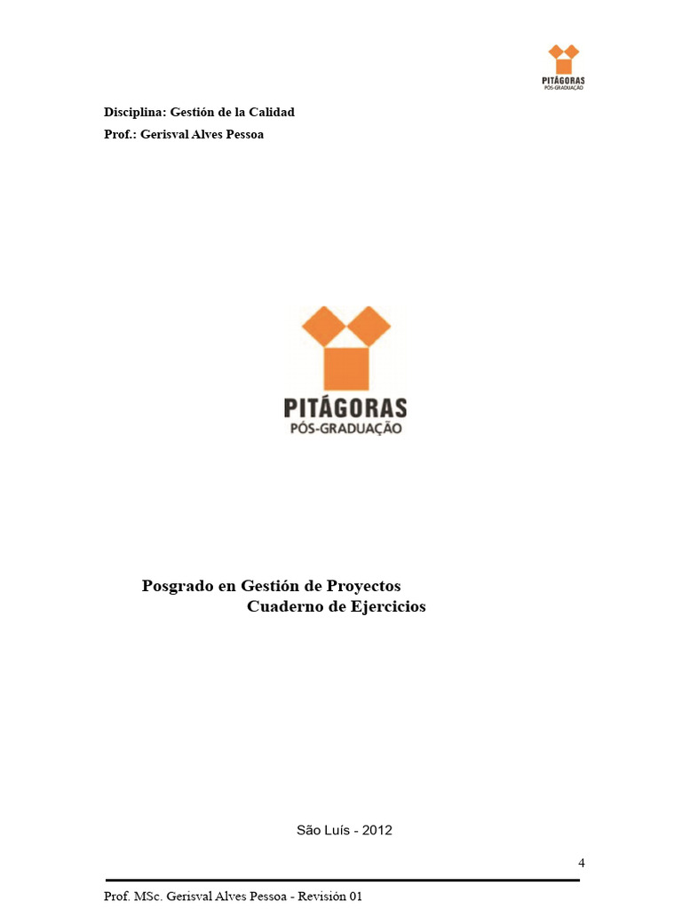 Cuaderno de Ejercicios Gestión de la Calidad en Proyectos | PDF ...