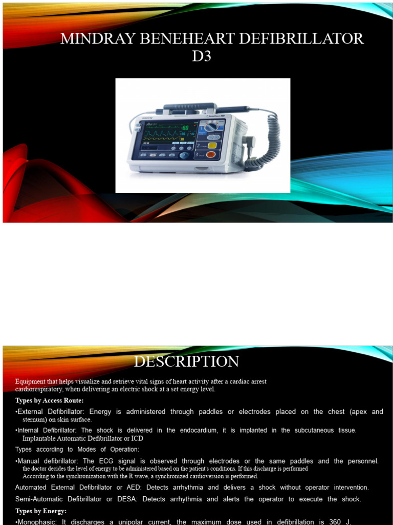 Training On Mindray Beneheart D3 Defibrillator | PDF | Cardiology | Heart