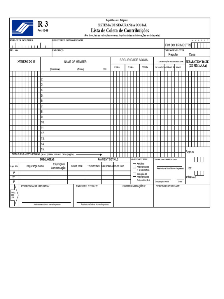 Lista de Coleta de Contribuições Do SSS R3 em Formato Excel | PDF