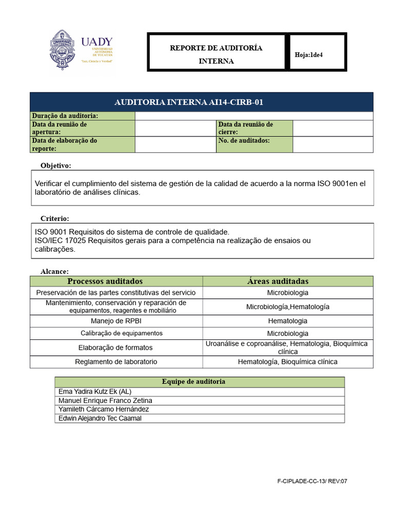 Auditoria Interna ISO 9001: Conformidades e Melhorias | PDF