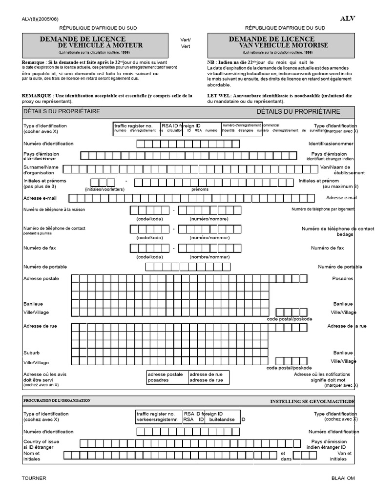 Demande de Licence de Véhicule en Afrique du Sud | PDF | Véhicules