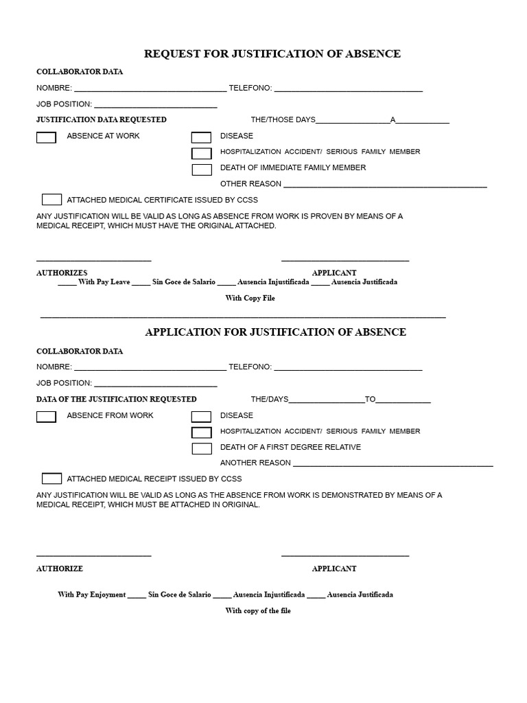 Request for Justification of Absences | PDF