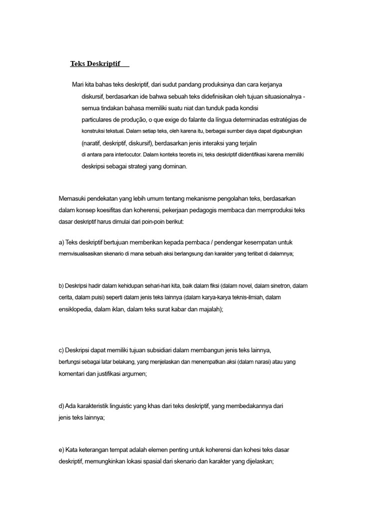 Memahami Teks Deskriptif dan Fungsinya | PDF