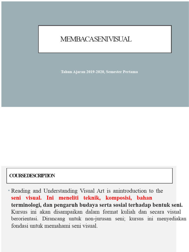 1 Membaca Seni Visual Pengenalan | PDF