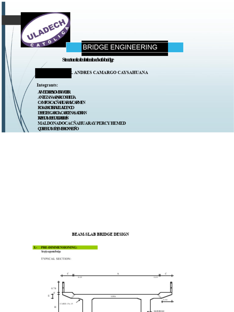 Bridge Engineering Design Calculations | PDF | Beam (Structure) | Bridge