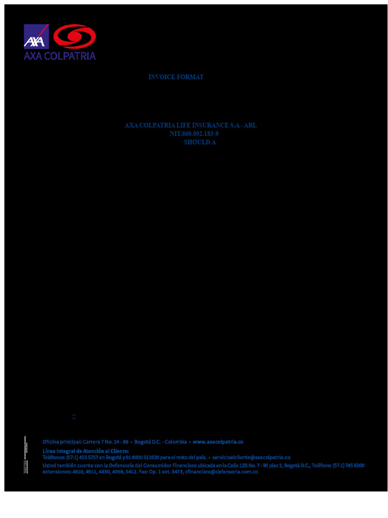 AXA Colpatria Invoice Submission Guide | PDF