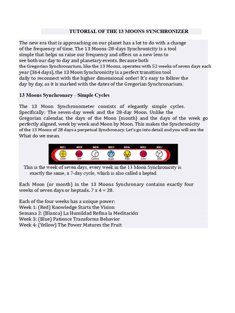 13 Moons Synchronizer Tutorial Guide | PDF | Astronomy | Physical Sciences