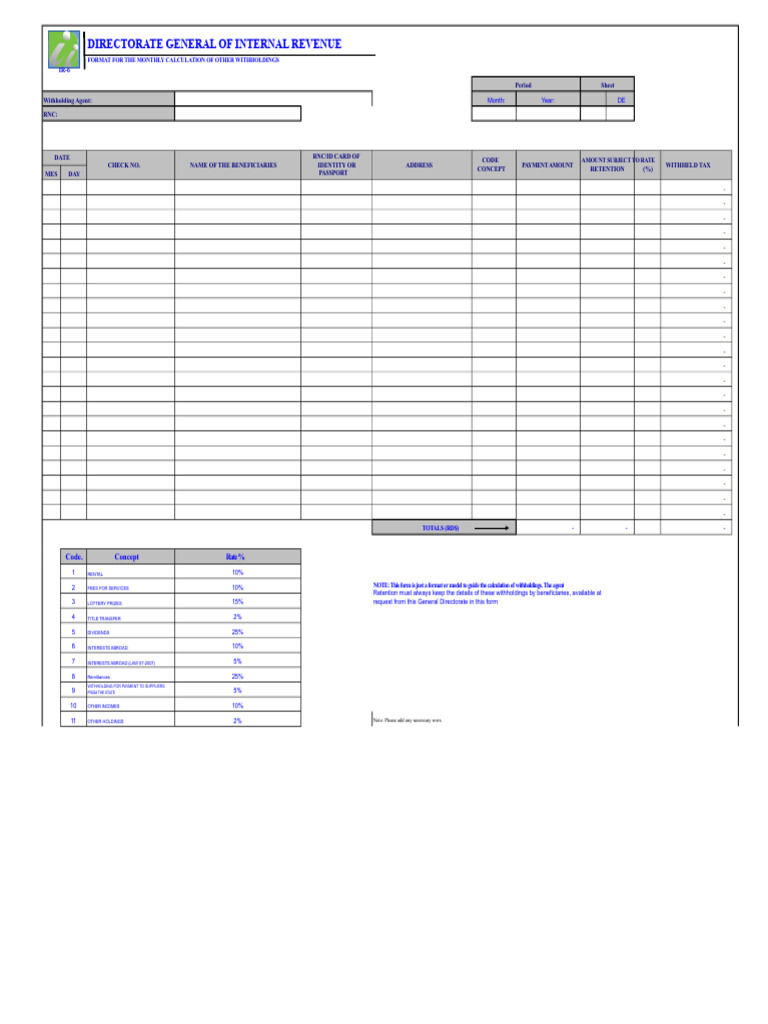 Monthly Withholding Tax Calculation Format | PDF | Taxes | Business