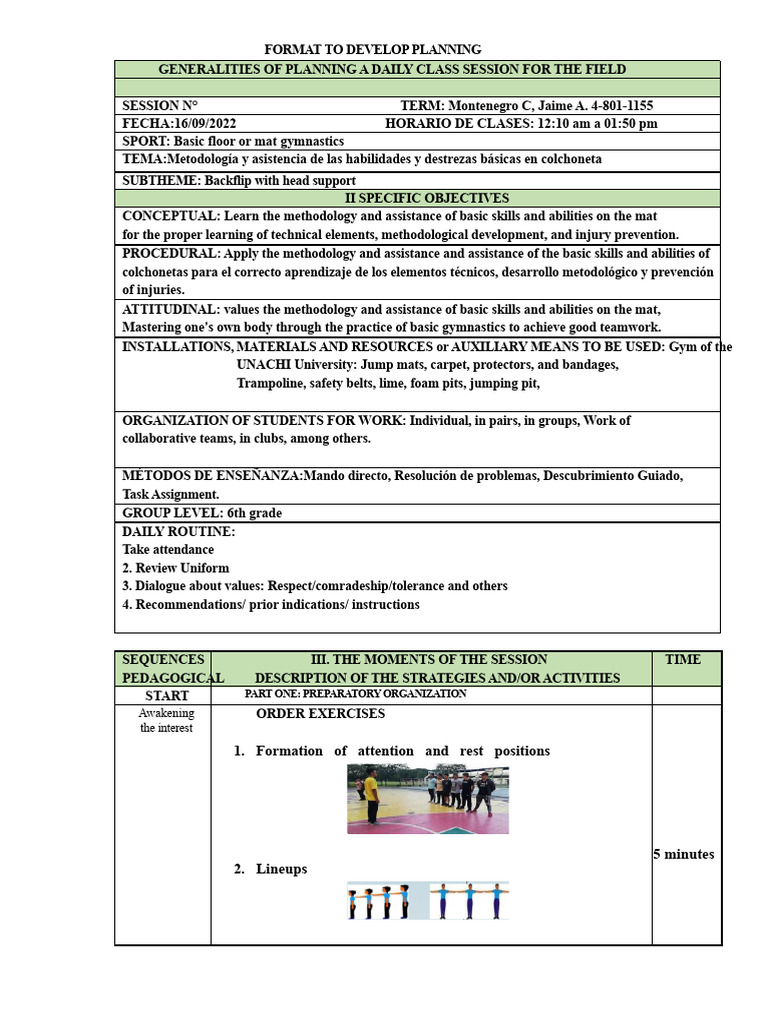 Class Session Planning Format | PDF | Anatomical Terms Of Motion | Knee