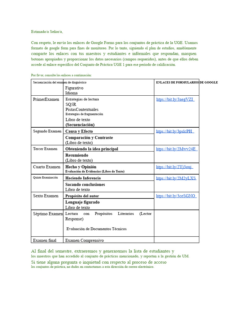 Enlaces de Práctica UGE para Estudiantes | PDF