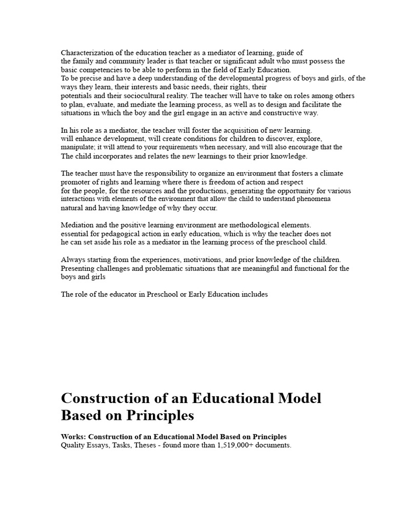 Characterization of The Education Teacher As A Mediator of Learning ...