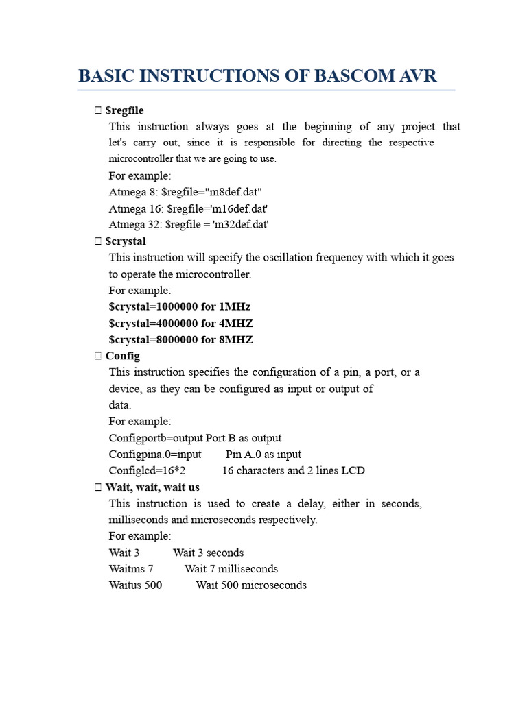 Basic Instructions For Bascom Avr | PDF | Analog To Digital Converter ...