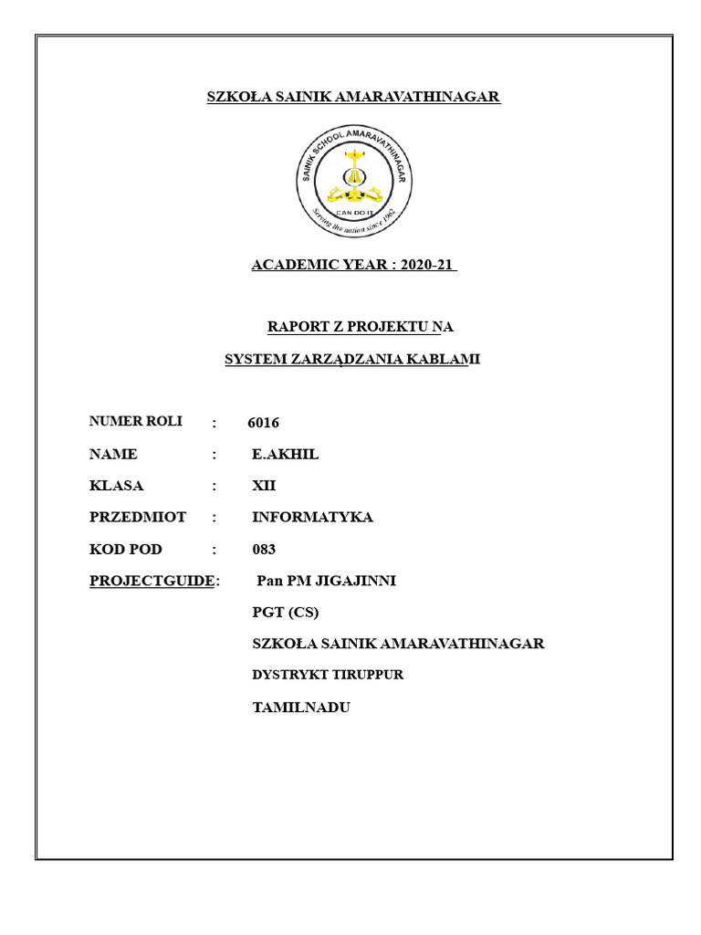 Dokumentacja Projektu Akhil | PDF